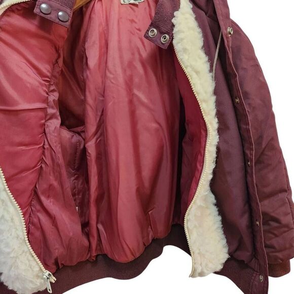 Vintage 1970s Women's Sherpa Lined Hooded Bomber Style Jacket Hong Kong medium - Picture 6 of 10